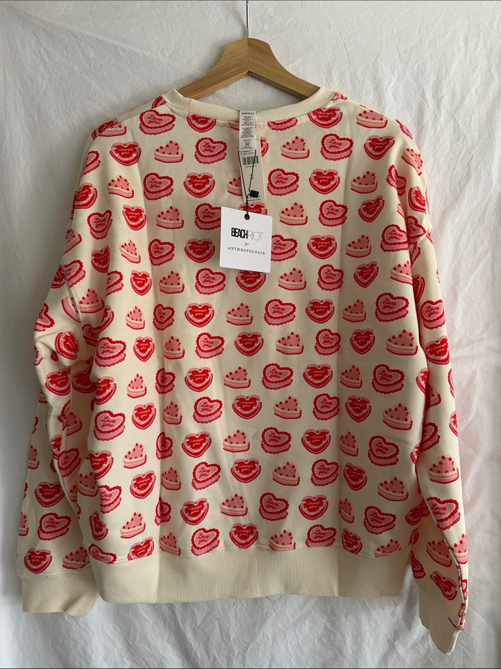 Anthropologie x Beach Riot  Heart Red Pattern French Terry Sweatshirt - Picture 3 of 3